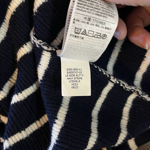GAP MEDIUM Sweater Midi Dress Long Sleeve Pullover Navy White Striped Rib-knit - Picture 10 of 11